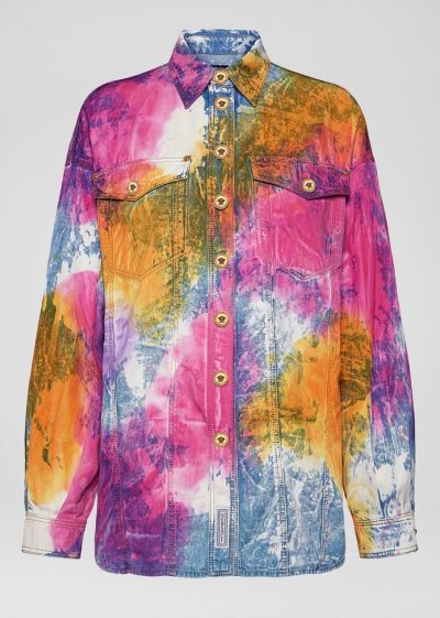 Versace Μπλούζες Tie-Dye Denim Shirt πουκαμισα γυναικεια Πολύχρωμο | 6DJCOUW