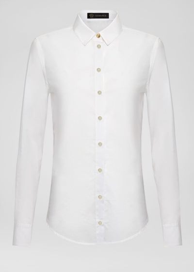 Versace βαμβακερα Muslin Shirt πουκαμισα γυναικεια ασπρα | O2ERWZV