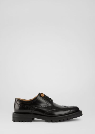 Versace δερματινα Brogues παπουτσια σκαρπινια ανδρικα μαυρα | MHFC011