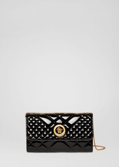 Versace λουστρινι δερματινα Quilted Icon Evening Bags γυναικεια μαυρα | MPZLRMZ